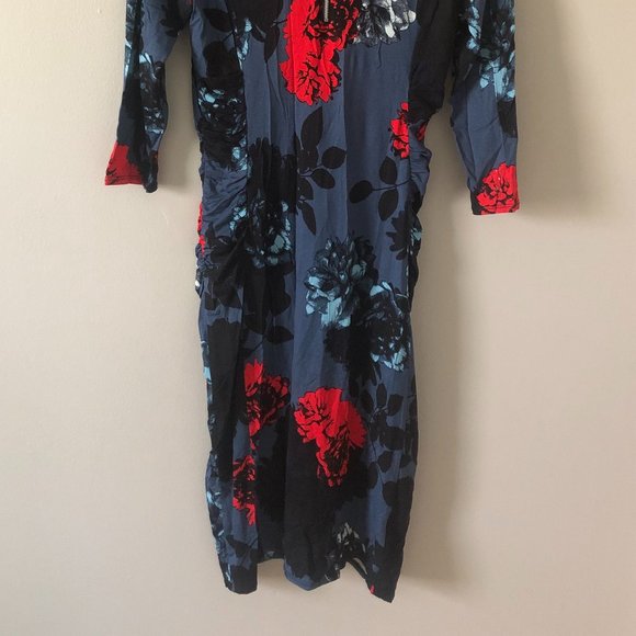 Phase 8 Multi-Floral Midi Side-Ruching Dress - Picture 2 of 4